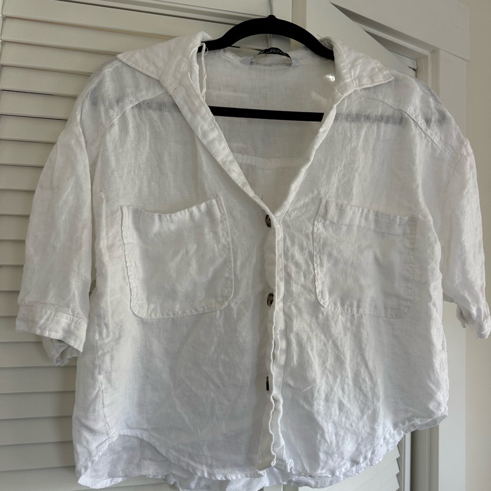 Zara Cream Linen Shirt